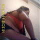 A plump girl pisses and shits while sitting on a toilet in a public restroom. There is audio, but also a lot of background noise. About a minute.